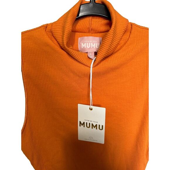 Show Me Your Mumu NWT Turtle Bodysuit Sleeveless Ribbed Burnt Orange Size Large - Picture 5 of 9